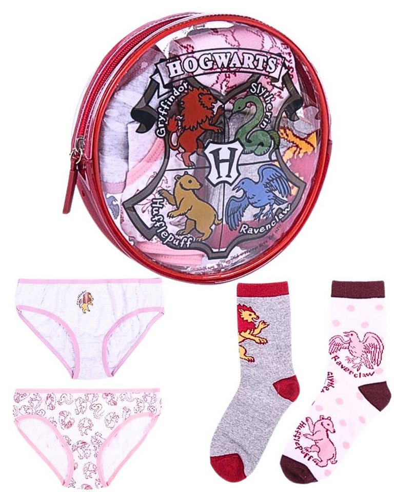 Harry Potter Slip (4-St) Mädchen Set Unterwäsche Slip & Socken im Kulturbeutel von Harry Potter