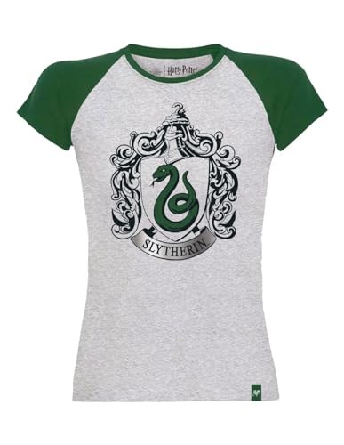 Harry Potter Slytherin Silver Frauen T-Shirt grün/grau S von Harry Potter