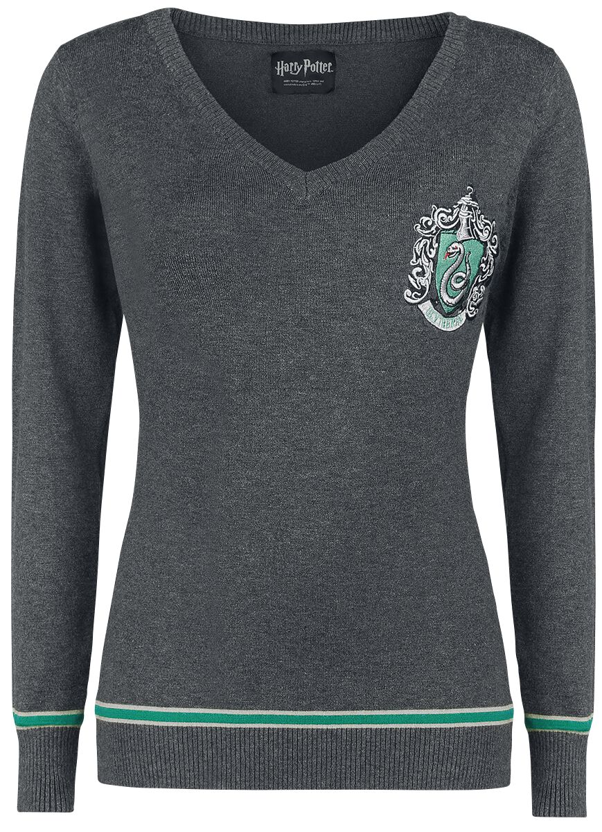 Harry Potter Slytherin Strickpullover grau meliert in L von Harry Potter