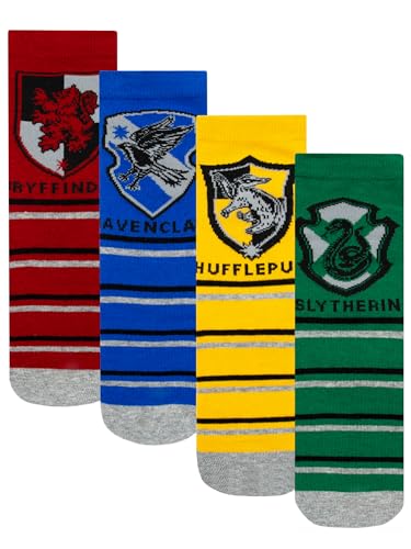 Harry Potter Socken | Hufflepuff, Slytherin, Ravenclaw, Gryffindor Socken | Socken Jungen | Mehrfarbig 37-40 von Harry Potter