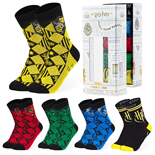 Harry Potter Socken Jungen, Kinder Socken 5er Pack Größe 36-40, Baumwolle Hogwarts Socken Set, Lustige Socken Teenager Mädchen, Weihnachts Socken Geschenke von Harry Potter