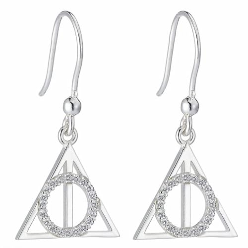 Harry Potter Sterling Silber Heiligtümer des Todes Tropfen Ohrringe mit Kristallen One Size, Sterling Silber, One Size, Sterling Silber von Harry Potter