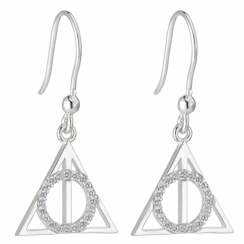 Harry Potter Sterling Silber Heiligtümer des Todes Tropfen Hänger Ohrringe mit Kristallen, Sterling Silber von Harry Potter