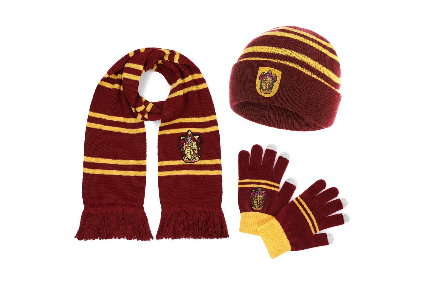 Harry Potter Strickmütze, Schal und Handschuhe (Set, 3-St., Offizielles Gryffindor Accessoire) für Damen und Kinder als Geschenk oder Kostüm von Harry Potter