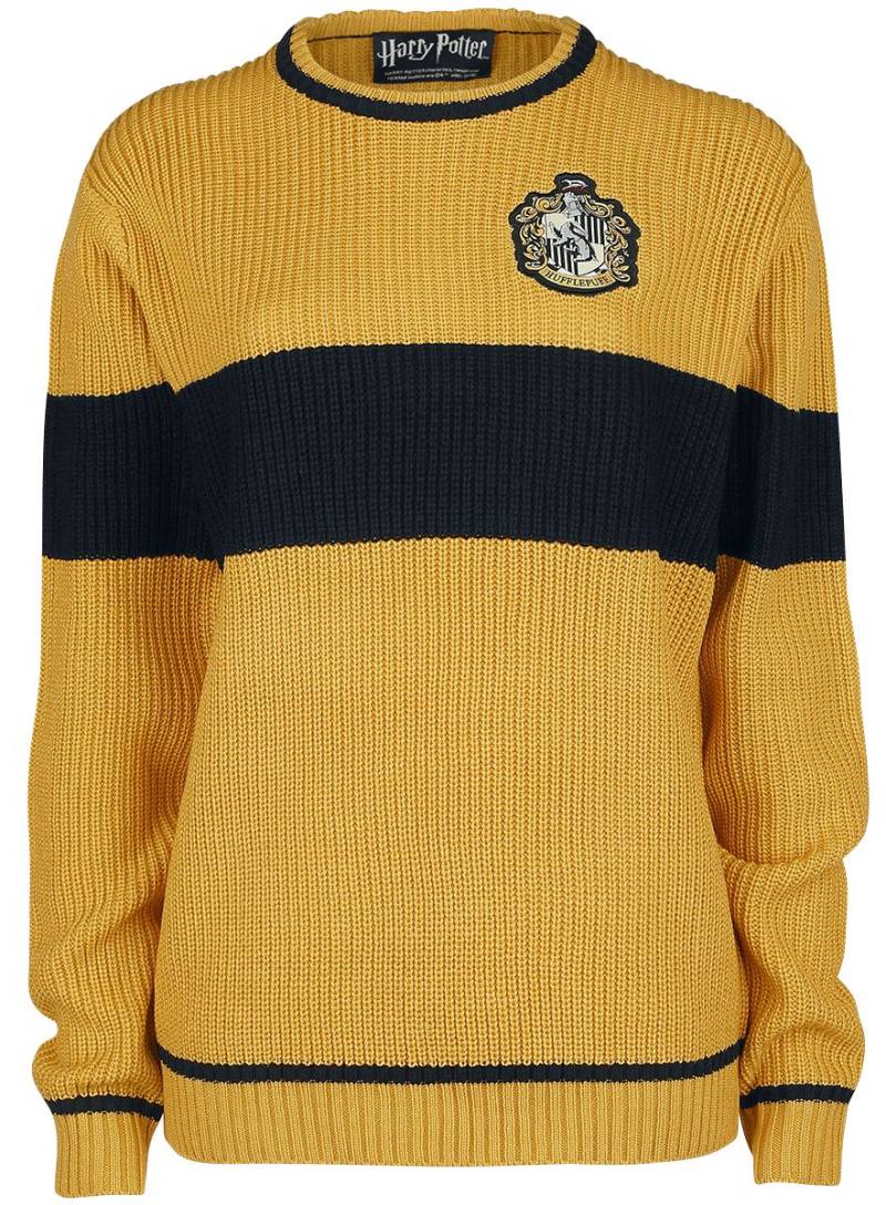 Harry Potter Strickpullover - Hufflepuff - Quidditch - S bis XL - für Damen - Größe L - gelb/schwarz  - Lizenzierter Fanartikel von Harry Potter