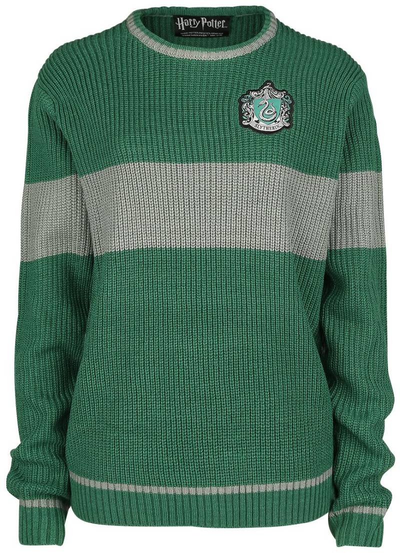 Harry Potter Strickpullover - Slytherin - Quidditch - S bis XL - für Damen - Größe XL - grün/grau  - Lizenzierter Fanartikel von Harry Potter