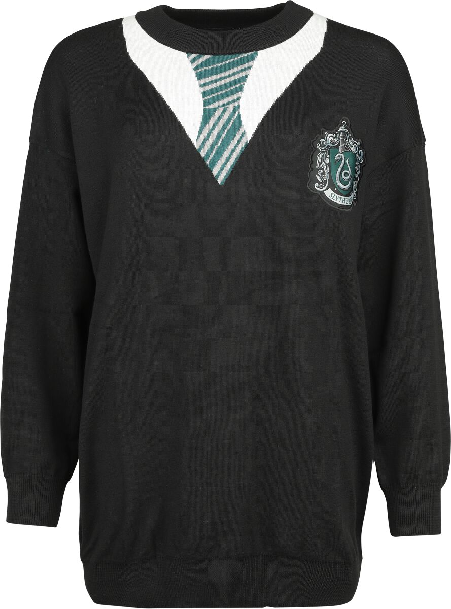 Harry Potter Strickpullover - Slytherin - S bis XXL - für Damen - Größe L - schwarz  - Lizenzierter Fanartikel von Harry Potter