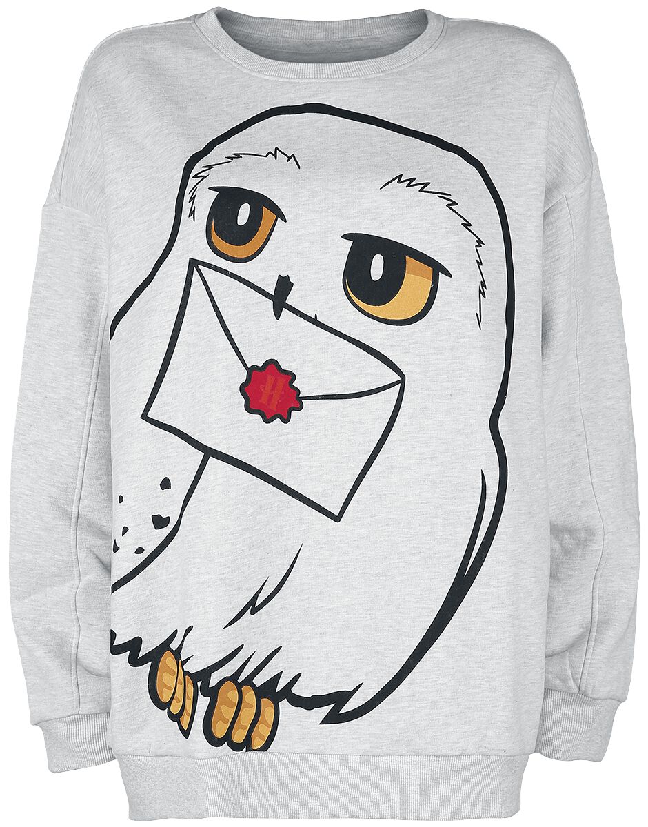 Harry Potter Sweatshirt - Hedwig - S bis L - für Damen - Größe S - heather grey  - Lizenzierter Fanartikel von Harry Potter