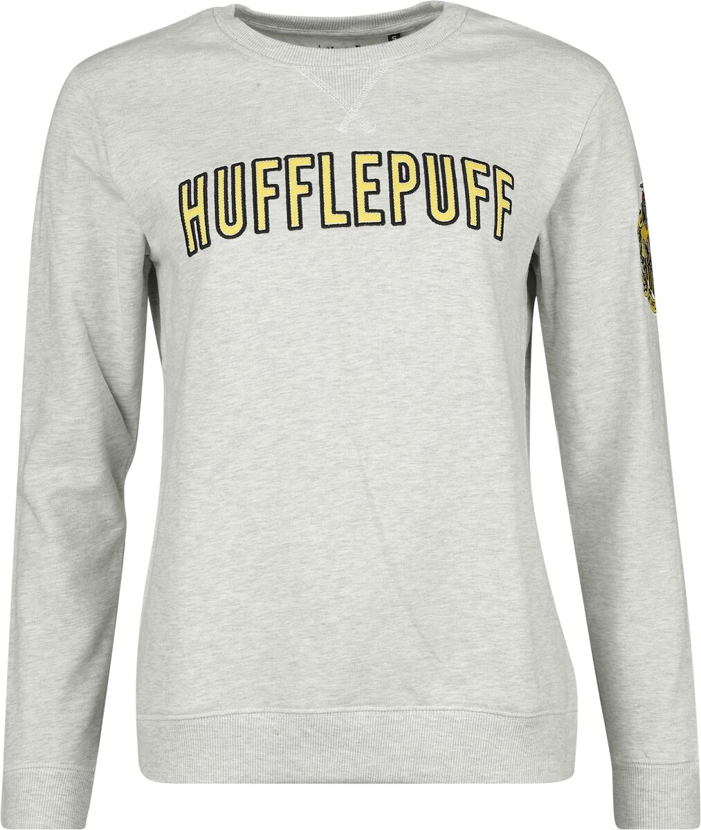 Harry Potter Sweatshirt - Hufflepuff - S bis XXL - für Damen - Größe L - grau  - Lizenzierter Fanartikel von Harry Potter