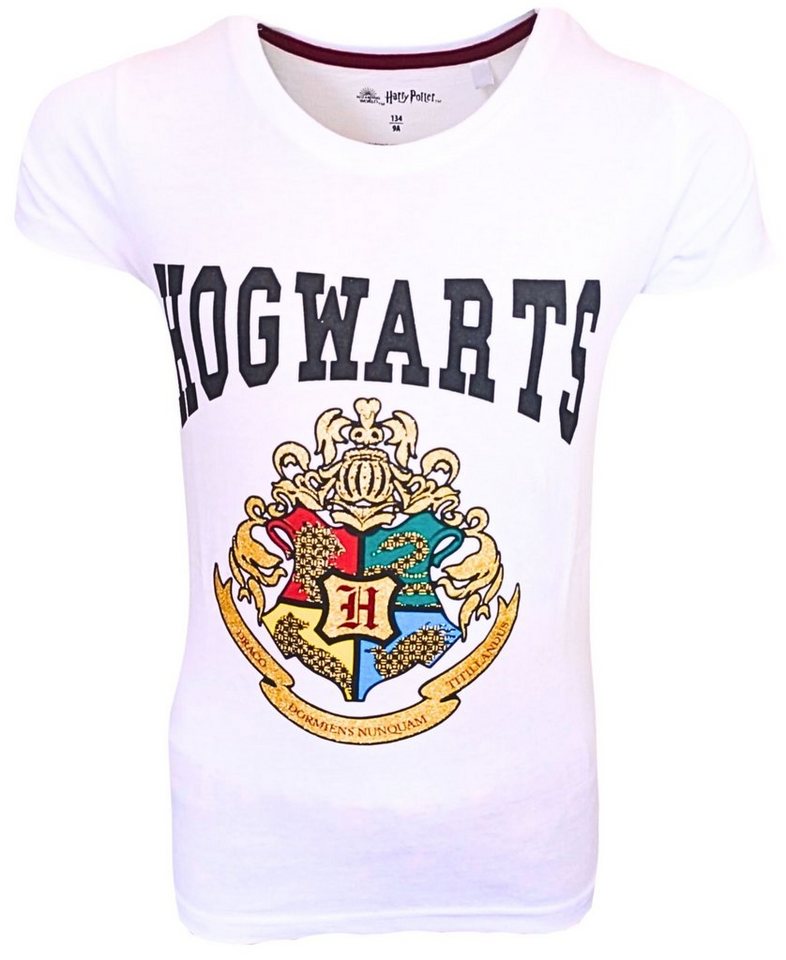 Harry Potter T-Shirt Hogwarts Mädchen Kurzarmshirt mit Glitzerdetails Gr. 134- 164 cm von Harry Potter