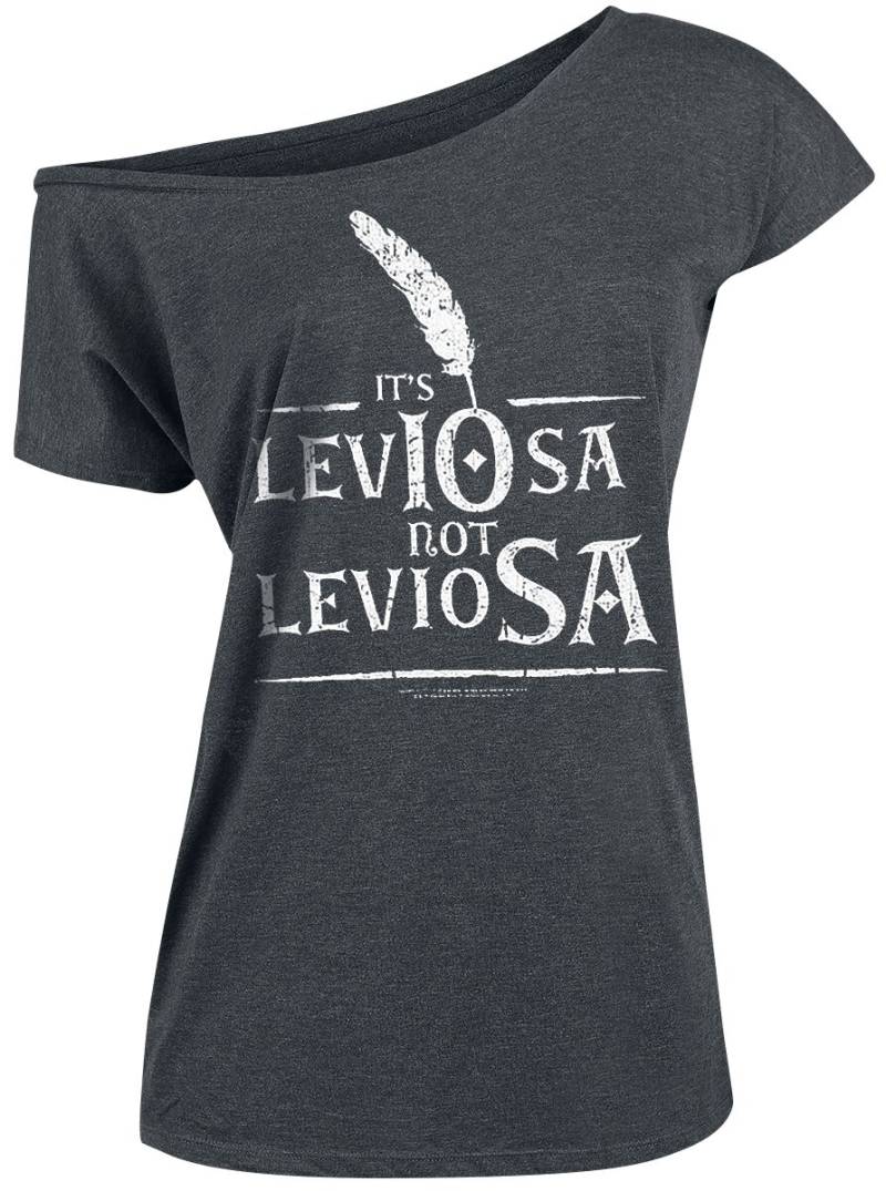 Harry Potter T-Shirt - Leviosa - S bis 5XL - für Damen - Größe XXL - dunkelgrau meliert  - Lizenzierter Fanartikel von Harry Potter