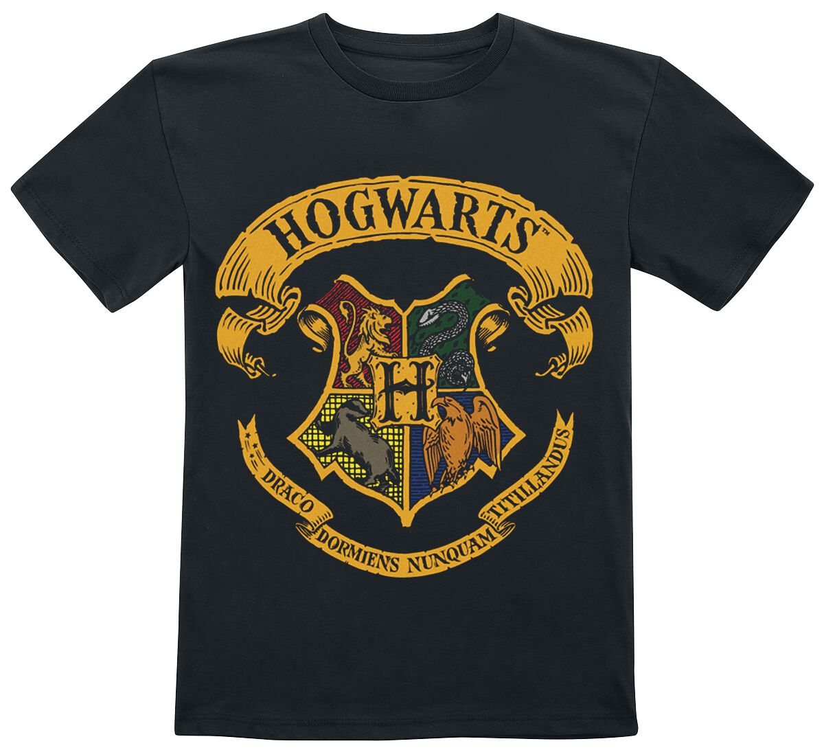 Harry Potter T-Shirt für Kinder - Kids - Hogwarts Crest - für Mädchen & Jungen - schwarz  - Lizenzierter Fanartikel von Harry Potter