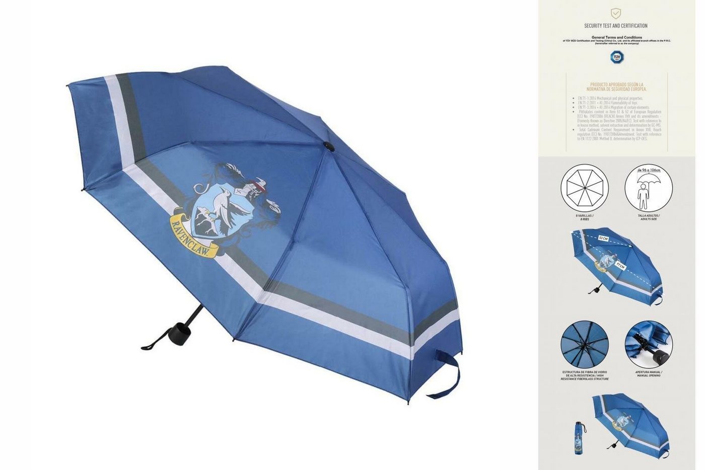 Harry Potter Taschenregenschirm Harry potter Faltbarer Regenschirm Harry Potter Ravenclaw Blau 53 cm von Harry Potter