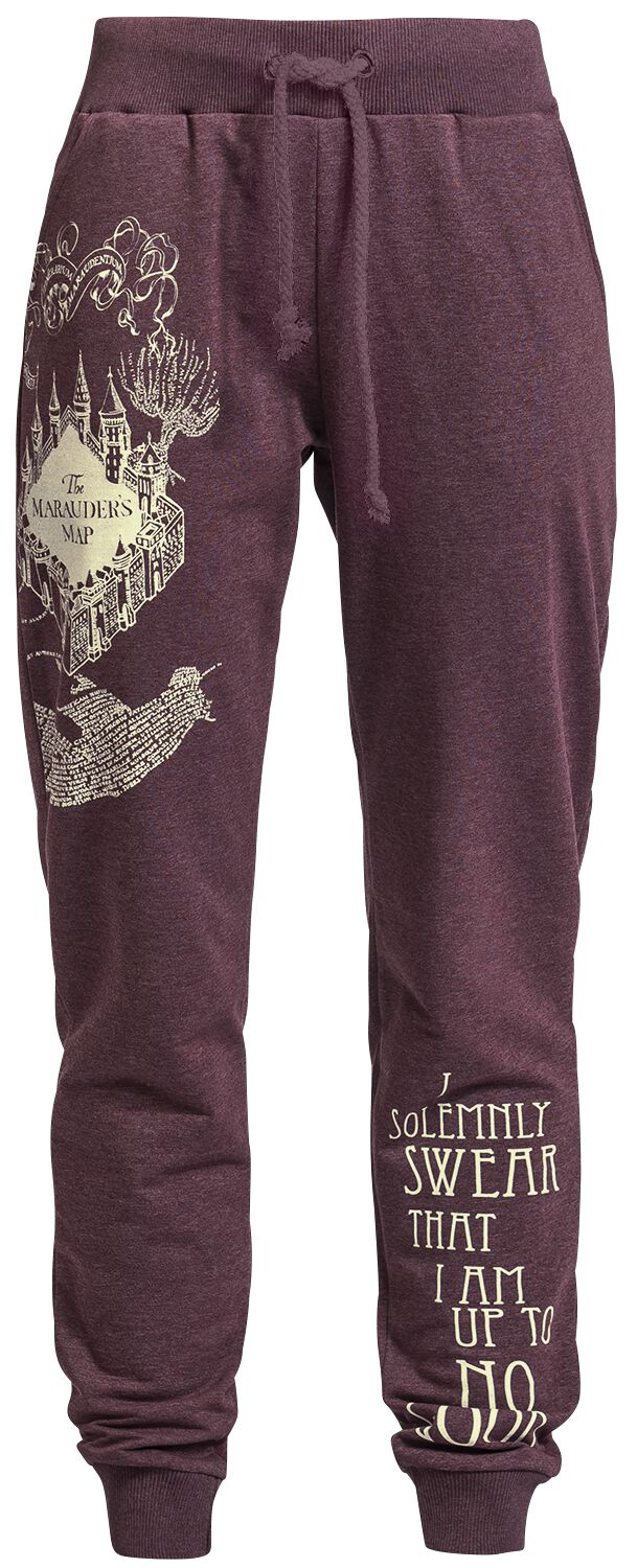 Harry Potter Trainingshose - Karte des Rumtreibers - S bis 3XL - für Damen - Größe L - bordeaux meliert  - EMP exklusives Merchandise! von Harry Potter