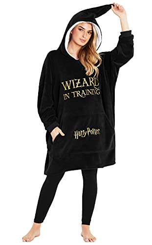 Harry Potter Übergroße Kapuzenpullover Decke Damen und Herren Oversized Hoodie Winter Warme Decke zu Überziehen (Schwarz) von Harry Potter