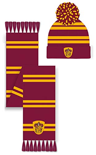 Harry Potter Unisex Gryffindor Hat & Scarf Winter-Zubehör-Set, rot, Einheitsgröße von Harry Potter