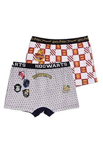 Harry Potter Unterhose Boxershorts Jungen, Bio-Baumwolle 2er Stück Unterwäsche Jungen, Hogwarts Gryffindor Slytherin, Größe 11/12 Jahre - Rot von Harry Potter