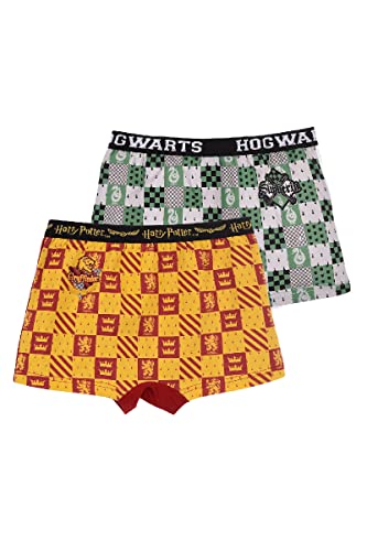 Harry Potter Unterhose Boxershorts Jungen, Bio-Baumwolle 2er Stück Unterwäsche Jungen, Hogwarts Gryffindor Slytherin, Größe 6/8 Jahre - Schwarz von Harry Potter