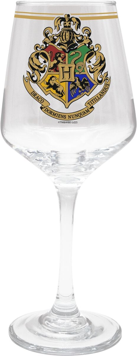 Harry Potter Weinglas - Hogwarts Crest - durchsichtig  - Lizenzierter Fanartikel von Harry Potter