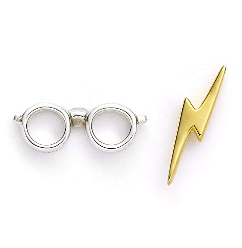 Offizielle Harry Potter Ohrstecker aus Sterlingsilber mit Blitzschraube und Brille von The Carat Shop von Harry Potter