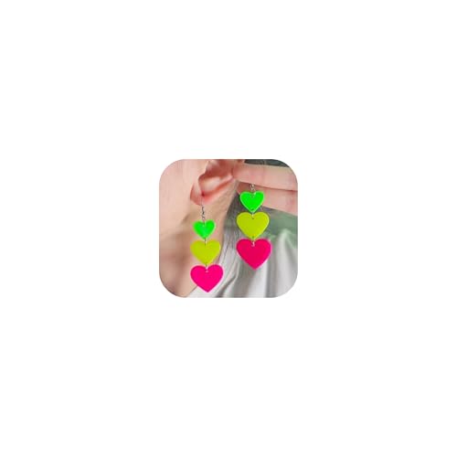 80er-Jahre Ohrringe für Damen, Neon-Ohrringe für Damen, bunte Herz-Ohrringe, baumelnde 90er-Jahreohrringe, 80er-Jahre-Stil, Zubehör, Halloween-Party, Zink, Kein Edelstein 80er-Jahre Ohrringe für Damen, Neon-Ohrringe für Damen, bunte Herz-Ohrringe, baumelnde 90er-Jahreohrringe, 80er-Jahre-Stil, Zubehör, Halloween-Party, Zink, Kein Edelstein von Harry and Henry