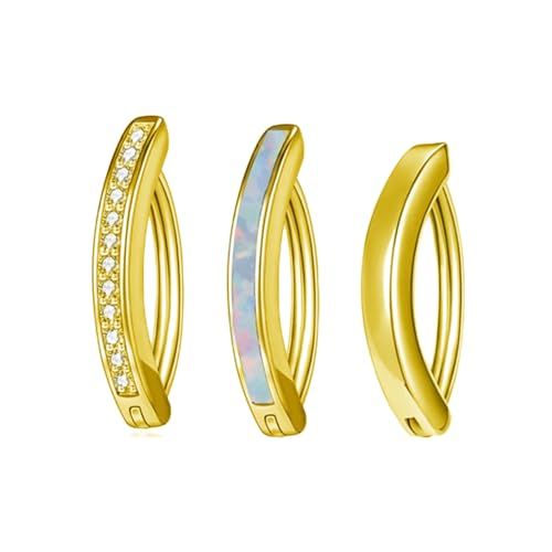 Bauchnabelpiercing mit Scharnier, 3 Stück, für Damen, Clicker-Bauchnabelring, gebogener Bauchnabelring, Scharnier, Bauchnabelring, Titan-Geschenke für Teenager, Mädchen, Metall, Kein Edelstein von Harry and Henry