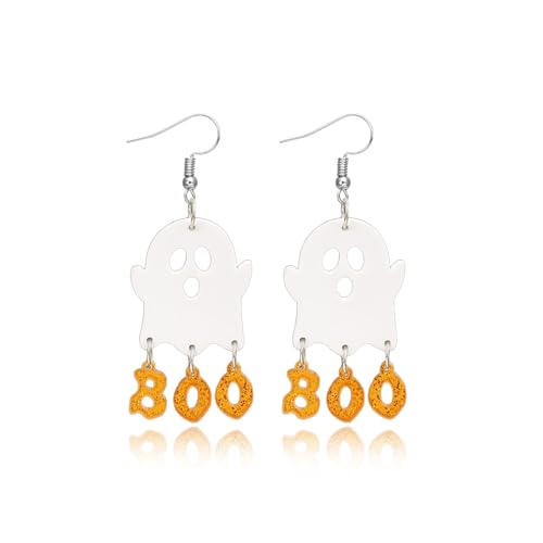 Ghost Boo Ohrringe für Damen, Halloween-Geister-Ohrringe, niedlich, baumelnd, Halloween-Kostüme, Damen, 2025, Halloween-Schmuck-Geschenke, Zink, Kein Edelstein von Harry and Henry