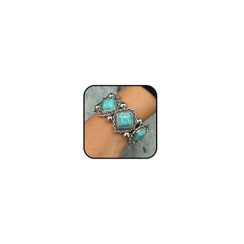 Harry and Henry Türkisfarbenes Armband für Damen, Western-Armbänder für Damen, Vintage-Stil, türkis, Perlen, Stretch-Manschette, Boho-Schmuck, trendiges Country-Konzert-Outfit, Metall, Kein Edelstein Harry and Henry Türkisfarbenes Armband für Damen, Western-Armbänder für Damen, Vintage-Stil, türkis, Perlen, Stretch-Manschette, Boho-Schmuck, trendiges Country-Konzert-Outfit, Metall, Kein Edelstein von Harry and Henry