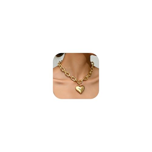 Klobige Herz-Halskette, geschwollene Herz-Charm-Halsketten, große Perlenkette, verstellbar, goldener Herz-Anhänger, Statement-Halskette, Geschenke zum Geburtstag, Urlaub, Schmuck für Frauen, Zink Klobige Herz-Halskette, geschwollene Herz-Charm-Halsketten, große Perlenkette, verstellbar, goldener Herz-Anhänger, Statement-Halskette, Geschenke zum Geburtstag, Urlaub, Schmuck für Frauen, Zink von Harry and Henry