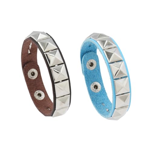 Punk-Nietenarmband, Lederarmbänder für Herren, Gothic-Armband, verstellbare Manschette, Armreifen, Gothic-Accessoires, Halloween-Schmuck, Geschenke, Metall, Kein Edelstein Punk-Nietenarmband, Lederarmbänder für Herren, Gothic-Armband, verstellbare Manschette, Armreifen, Gothic-Accessoires, Halloween-Schmuck, Geschenke, Metall, Kein Edelstein von Harry and Henry