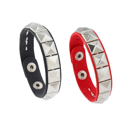 Punk-Nietenarmband, Lederarmbänder für Herren, Gothic-Armband, verstellbare Manschette, Armreifen, Gothic-Accessoires, Halloween-Schmuck, Geschenke, Metall, Kein Edelstein Punk-Nietenarmband, Lederarmbänder für Herren, Gothic-Armband, verstellbare Manschette, Armreifen, Gothic-Accessoires, Halloween-Schmuck, Geschenke, Metall, Kein Edelstein von Harry and Henry