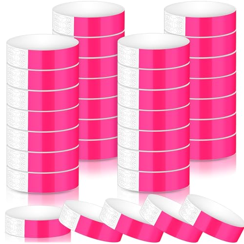 Harrycle 1200 Stück Einlassbänder Party Eintrittsbänder Festival Armbänder Papier Securebänder Festival Handgelenk Band Wasserdichte Kontrollbänder für Event Clubs Party Festival Konzert (Neon Rosa) von Harrycle