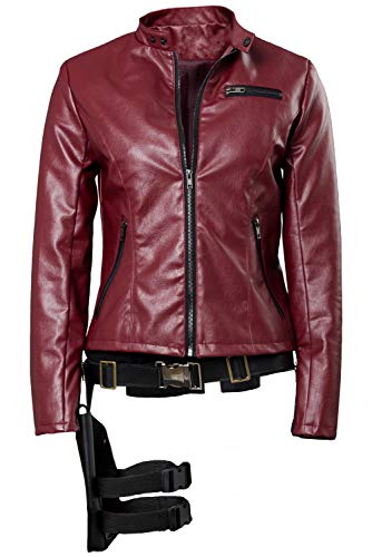 Taeyue Claire Redfield Cosplay Kostüm Damen Halloween Karneval Made in Heaven Rot Lederjacke Outfit XL von Taeyue