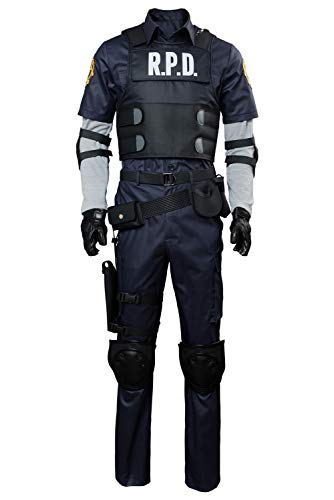 Harrypetter Leon Scott Kennedy Kostüm Herren Spiel Cosplay Polizei Uniform Verkleidung R.P.D Cop Anzug Outfit Komplettset Gr. XL, marineblau von Taeyue