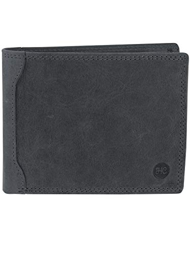 Harrys-Collection HC Herren Geldbörse Quer aus Büffel Leder RFID Schutz Vintage, Farben:schwarz von Harrys-Collection