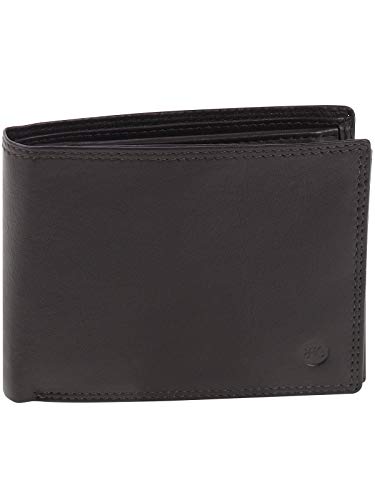 Harrys-Collection HC Schlichte Querformat Geldbörse in weichem Nappa Leder Doppelnaht RFID Schutz, Farben:Dunkelbraun von Harrys-Collection