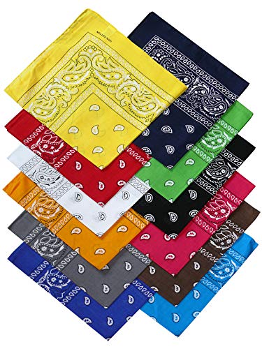 Harrys-Collection Unisex Bandana Bindetuch 100% Baumwolle (1 er 6 er oder 12 er Pack), Farbe:12x gemischt von Harrys-Collection