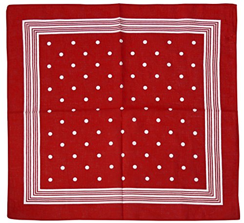 Harrys-Collection Unisex Bandana Bindetuch 100% Baumwolle (1 er 6 er oder 12 er Pack), Farbe:Punkte rot von Harrys-Collection