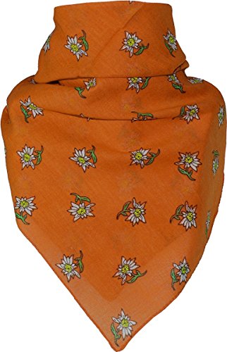 Harrys-Collection Bandana mit Edelweiss in 15 Farben aus Baumwolle, Größen:Einheitsgröße, Farben:orange von Harrys-Collection