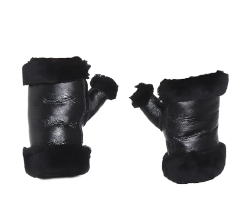 Harrys-Collection Damen Armstulpen aus echtem Lammfell, Farben:schwarz, Handschuhgröße:L von Harrys-Collection