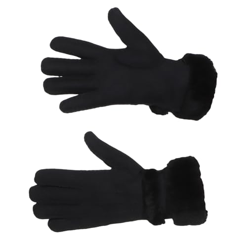 Harrys-Collection Damen Handschuh aus echtem Lammfell mit Pelz Besatz, Farben:schwarz, Handschuhgröße:S/M von Harrys-Collection