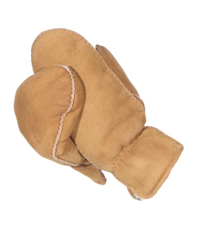 Harrys-Collection Damen Handschuhe Fäustlinge aus Lammfell mit Gummizug, Farben:braun, Handschuhgröße:L/XL von Harrys-Collection