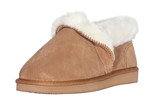 Harrys-Collection Damen Hausschuh Halbschuh Boots aus Lammfell in 2 Farben Merino, Farben:braun, Schuhgröße:39 von Harrys-Collection