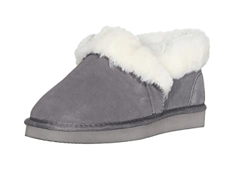 Harrys-Collection Damen Hausschuh Halbschuh Boots aus Lammfell in 2 Farben Merino, Farben:dunkelgrau, Schuhgröße:40 von Harrys-Collection