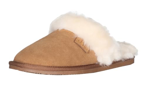 Harrys-Collection Damen Hausschuh Pantoffel aus Lammfell in 3 Farben, Farben:braun, Schuhgröße:40 von Harrys-Collection