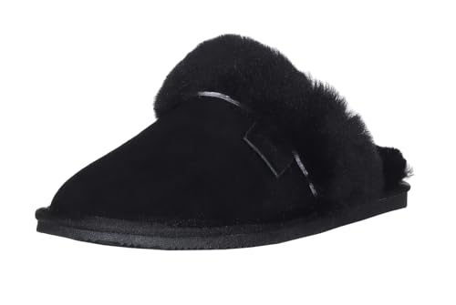 Harrys-Collection Damen Hausschuh Pantoffel aus Lammfell in 3 Farben, Farben:schwarz, Schuhgröße:41 von Harrys-Collection