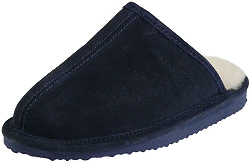 Harrys-Collection Unisex Herren Extra Dicke Pantoffel Lammfell 5 Farben Hausschuh, Farben:Marine, Schuhgröße:41 von Harrys-Collection