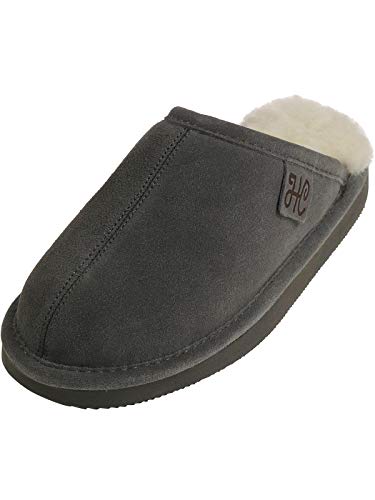 Harrys-Collection Unisex Herren Extra Dicke Pantoffel Lammfell 5 Farben Hausschuh, Farben:grau, Schuhgröße:45 von Harrys-Collection