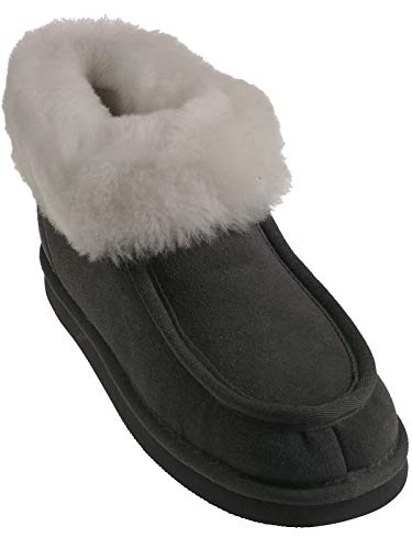 Harrys-Collection Damen Herren Hausschuh Mokassin aus feinstes Merino Lammfell, Farben:grau, Schuhgröße:44 von Harrys-Collection