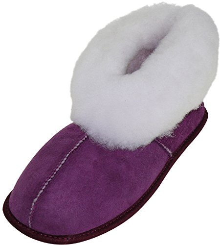 Harrys-Collection Damen Herren Hausschuhe aus Lammfell in 5 Farben, Farben:lila, Schuhgröße:41 von Harrys-Collection
